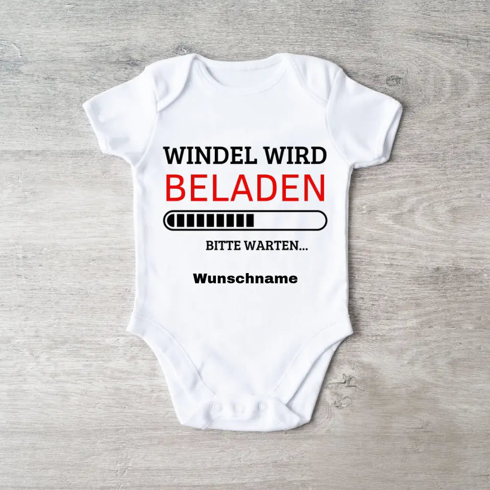 Luier laden - Gepersonaliseerde baby onesie/romper, 100% biologisch katoen