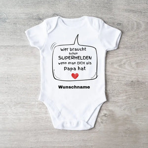 Superheld papa - Gepersonaliseerde baby onesie/romper, 100% biologisch katoen