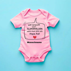 Superheld papa - Gepersonaliseerde baby onesie/romper, 100% biologisch katoen