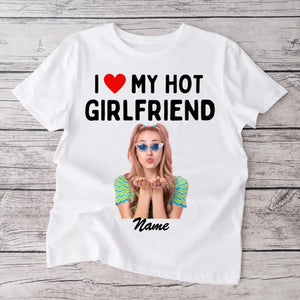 J'aime ma copine sexy - T-shirt photo personnalisé (100% coton, unisexe)