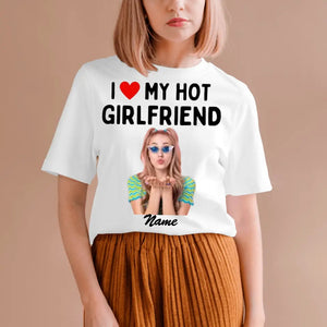 J'aime ma copine sexy - T-shirt photo personnalisé (100% coton, unisexe)