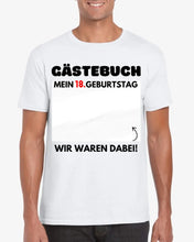 Afbeelding in Gallery-weergave laden, Gastenboek Verjaardag - Gepersonaliseerd T-shirt om op te schrijven (100% katoen, unisex)
