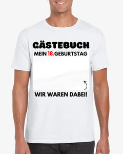 Gastenboek Verjaardag - Gepersonaliseerd T-shirt om op te schrijven (100% katoen, unisex)