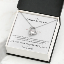 Charger l&#39;image dans la galerie, Je t&#39;aime, pour toujours et à jamais - Collier avec pendentif coeur &amp; carte personnalisée
