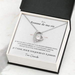 Je t'aime, pour toujours et à jamais - Collier avec pendentif coeur &amp; carte personnalisée