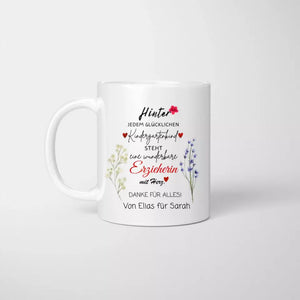 Merveilleuse éducatrice avec coeur - Tasse personnalisée, cadeau d'adieu, éducatrice, maternelle, école, enseignante, assistante maternelle 