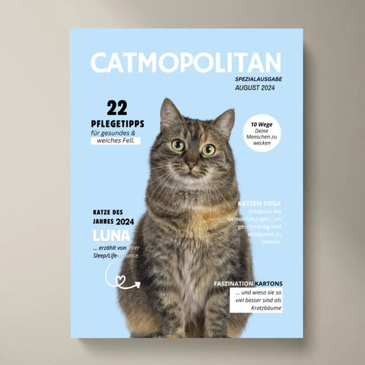 Affiche de couverture personnalisée pour animaux de compagnie - magazine pour chats avec photo de votre chat/matou 