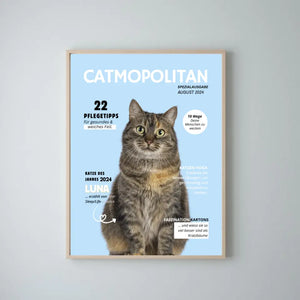 Gepersonaliseerde pet cover poster - kattenmagazine met foto van jouw kat/kater 