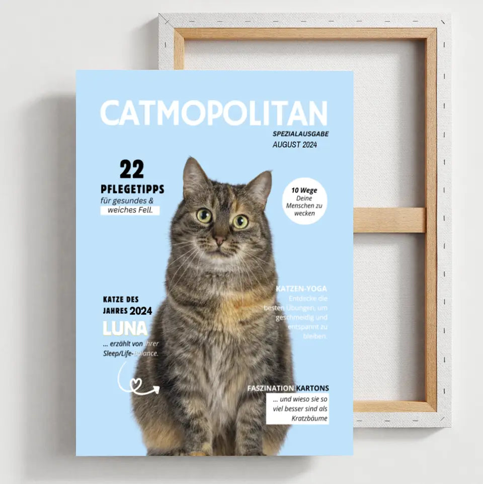 Affiche de couverture personnalisée pour animaux de compagnie - magazine pour chats avec photo de votre chat/matou 
