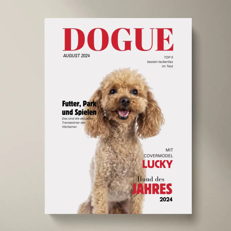 Affiche personnalisée pour animaux de compagnie - Dog Magazine avec photo de votre animal de compagnie 