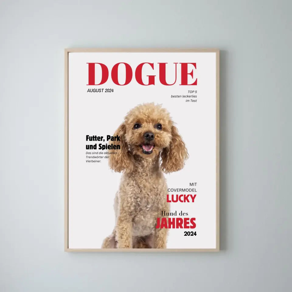 Affiche personnalisée pour animaux de compagnie - Dog Magazine avec photo de votre animal de compagnie 