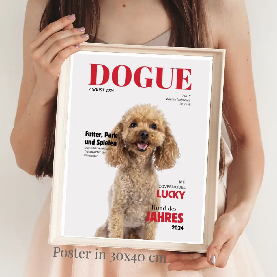 Affiche personnalisée pour animaux de compagnie - Dog Magazine avec photo de votre animal de compagnie 