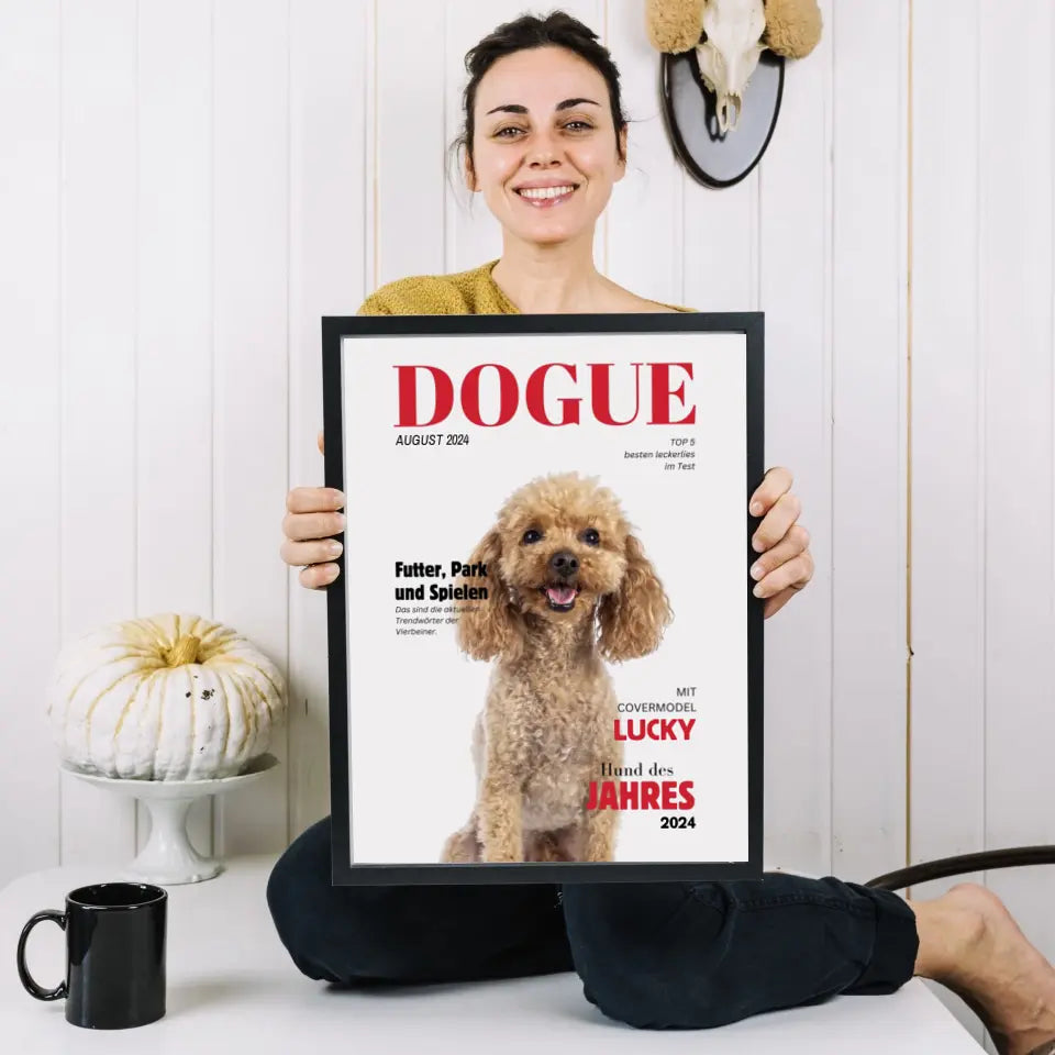 Affiche personnalisée pour animaux de compagnie - Dog Magazine avec photo de votre animal de compagnie 
