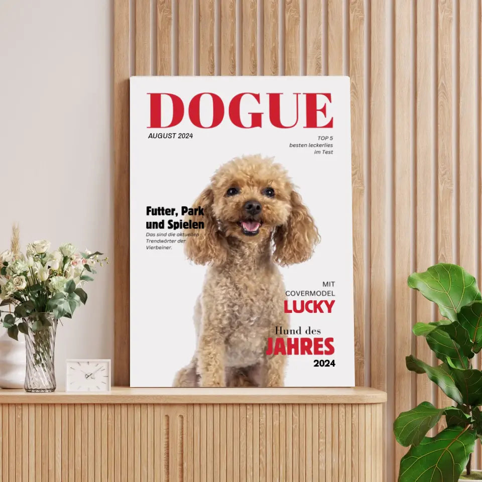Affiche personnalisée pour animaux de compagnie - Dog Magazine avec photo de votre animal de compagnie 