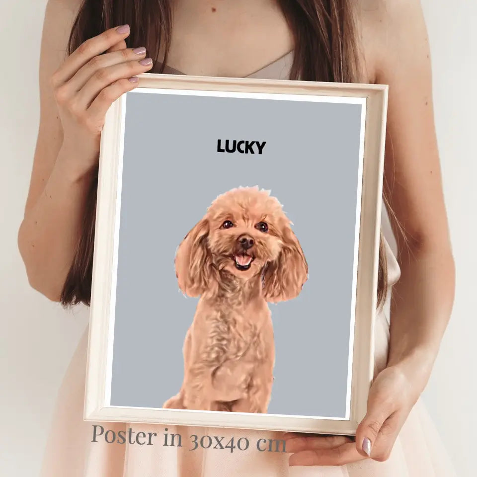 Ton animal de compagnie en portrait de dessin animé - Poster photo personnalisé
