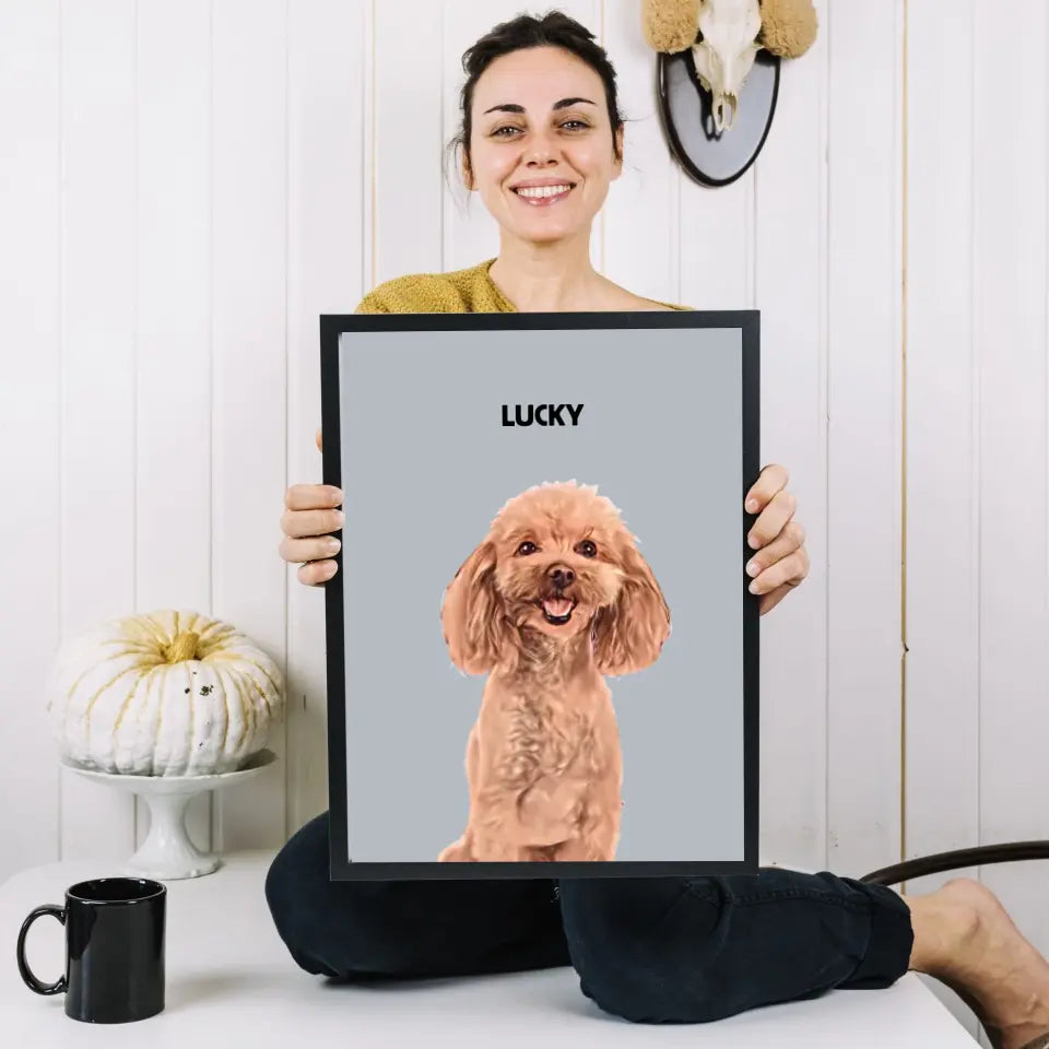 Ton animal de compagnie en portrait de dessin animé - Poster photo personnalisé
