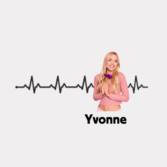 T-shirt photo personnalisé "Mon rythme cardiaque" avec la photo de ta personne préférée (partenaire, amis, famille)