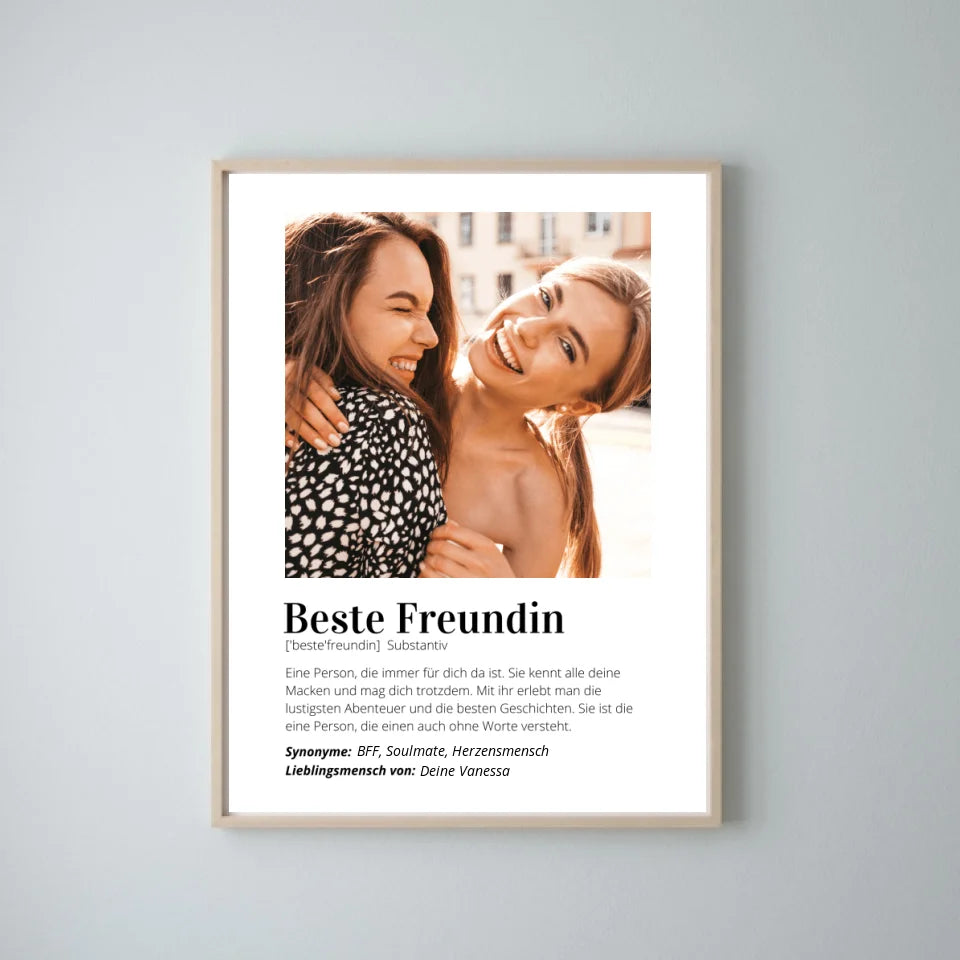 Fotoposter "Definitie" - Persoonlijk geschenk "Beste vriend