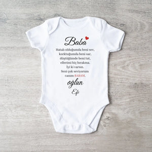 Sevgili baba - Gepersonaliseerde baby onesie/romper Turks, 100% biologisch katoenen baby bodysuit