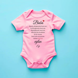 Sevgili baba - Gepersonaliseerde baby onesie/romper Turks, 100% biologisch katoenen baby bodysuit