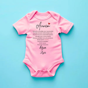 Sevgili anne - Gepersonaliseerde baby onesie/romper Turks, 100% biologisch katoenen baby bodysuit