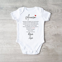 Afbeelding in Gallery-weergave laden, Sevgili anne - Gepersonaliseerde baby onesie/romper Turks, 100% biologisch katoenen baby bodysuit
