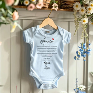 Sevgili anne - Gepersonaliseerde baby onesie/romper Turks, 100% biologisch katoenen baby bodysuit