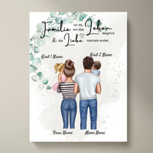 Afbeelding in Gallery-weergave laden, My Little Family - Gepersonaliseerde poster (ouders met 1-4 kinderen, baby&#39;s) 
