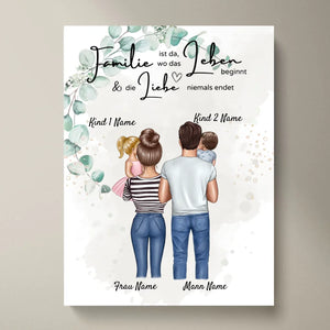 My Little Family - Gepersonaliseerde poster (ouders met 1-4 kinderen, baby's) 