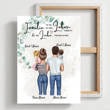 Afbeelding in Gallery-weergave laden, My Little Family - Gepersonaliseerde poster (ouders met 1-4 kinderen, baby&#39;s) 
