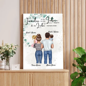 My Little Family - Gepersonaliseerde poster (ouders met 1-4 kinderen, baby's) 