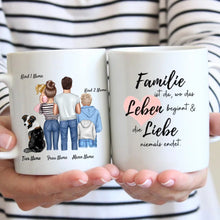 Charger l&#39;image dans la galerie, Mug familial personnalisé « Where Love Never Ends » (1-4 enfants + animaux) 
