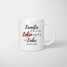 Charger l&#39;image dans la galerie, Mug familial personnalisé « Where Love Never Ends » (1-4 enfants + animaux) 
