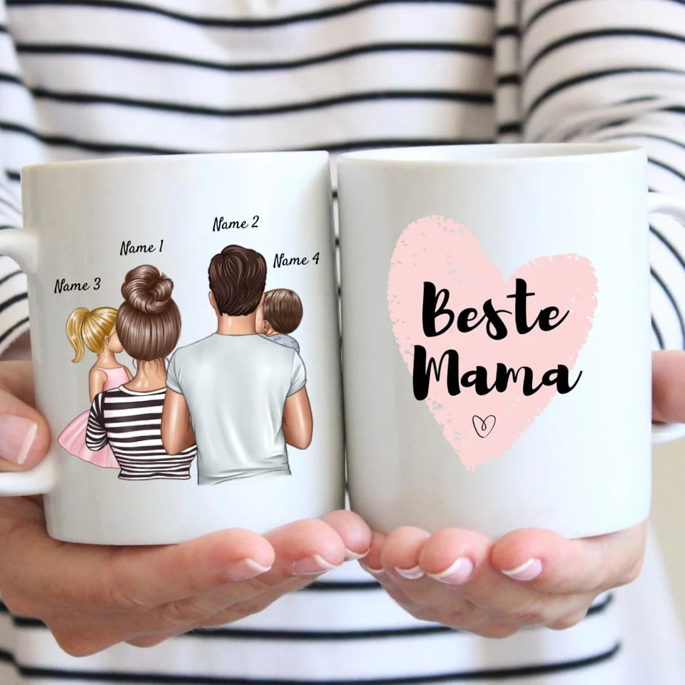 Parents avec enfants - Mug personnalisé (1-4 enfants), idée cadeau famille