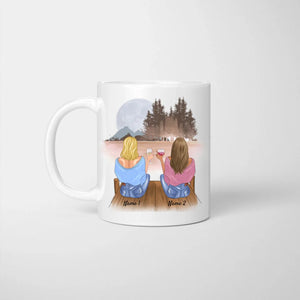 Meilleures collègues avec le bois - Mug personnalisé (2-4 personnes), idéal entre amis