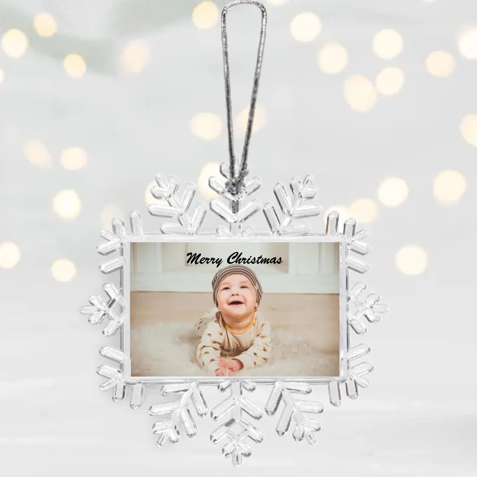 Flocon de neige personnalisé pour le sapin de Noël de bébé - Photo personnelle, cadeau de Noël pour la famille, nouveau-né