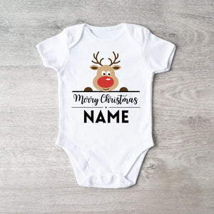 Merry Christmas Baby - Gepersonaliseerde baby rompertje/rompertje voor Kerstmis, 100% biologisch katoen