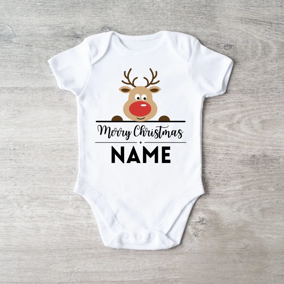 Merry Christmas Baby - Gepersonaliseerde baby rompertje/rompertje voor Kerstmis, 100% biologisch katoen