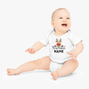 Merry Christmas Baby - Gepersonaliseerde baby rompertje/rompertje voor Kerstmis, 100% biologisch katoen