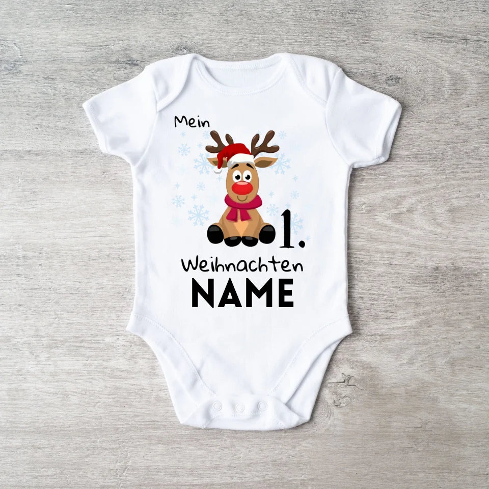 Mijn 1e kerst - gepersonaliseerd baby rompertje/romper kerstcadeau, 100% biologisch katoen