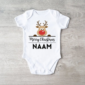 Merry Christmas Baby - Gepersonaliseerde baby rompertje/rompertje voor Kerstmis, 100% biologisch katoen