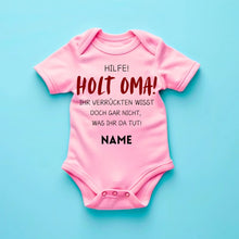 Afbeelding in Gallery-weergave laden, Holt Oma zur Hilfe - Personalisierter Baby-Onesie/ Strampler, witziges Weihnachtsgeschenk, 100% Bio-Baumwolle
