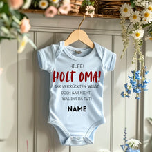 Afbeelding in Gallery-weergave laden, Holt Oma zur Hilfe - Personalisierter Baby-Onesie/ Strampler, witziges Weihnachtsgeschenk, 100% Bio-Baumwolle
