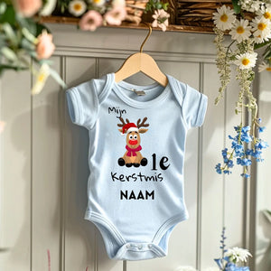 Mijn 1e Kerstmis - Gepersonaliseerde baby onesie/ romper voor Kerstmis, 100% biologisch katoen