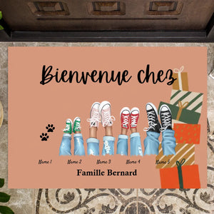 Bienvenue chez nous/ Merry Christmas - Paillasson personnalisé Famille