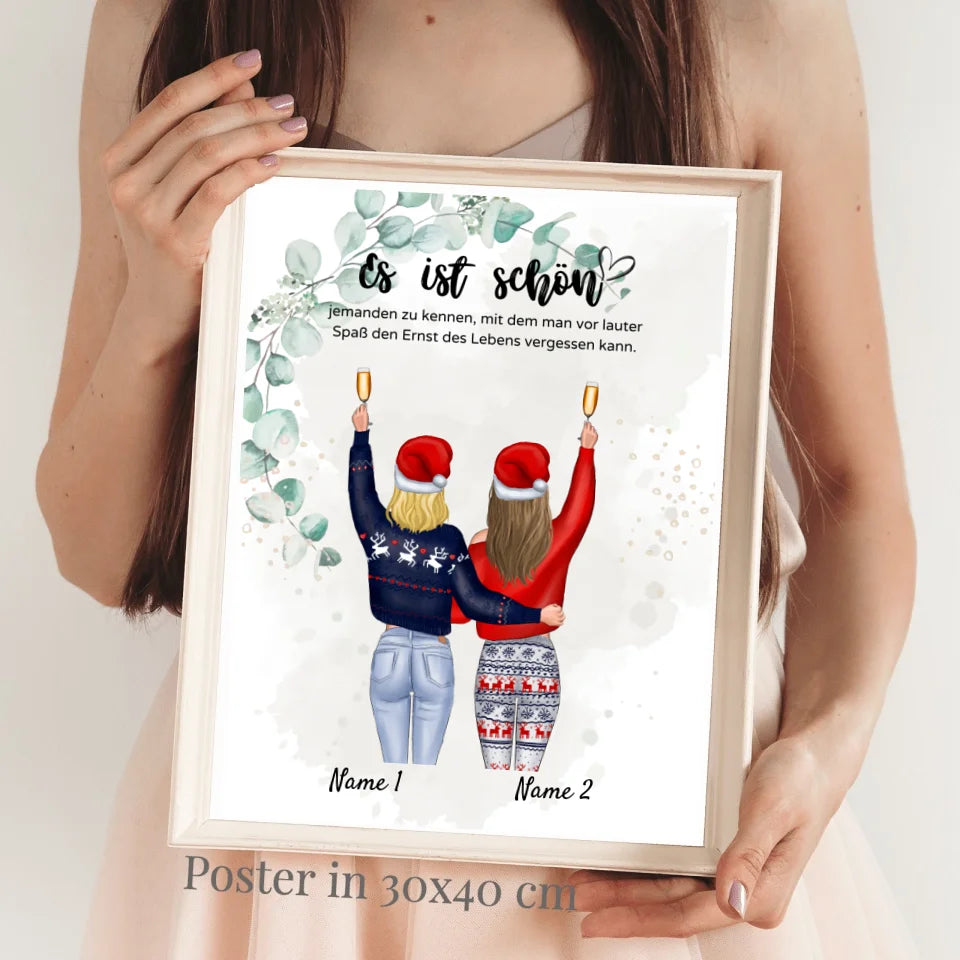 Copines à Noël - Affiche Personnalisée (2-4 personnes) 