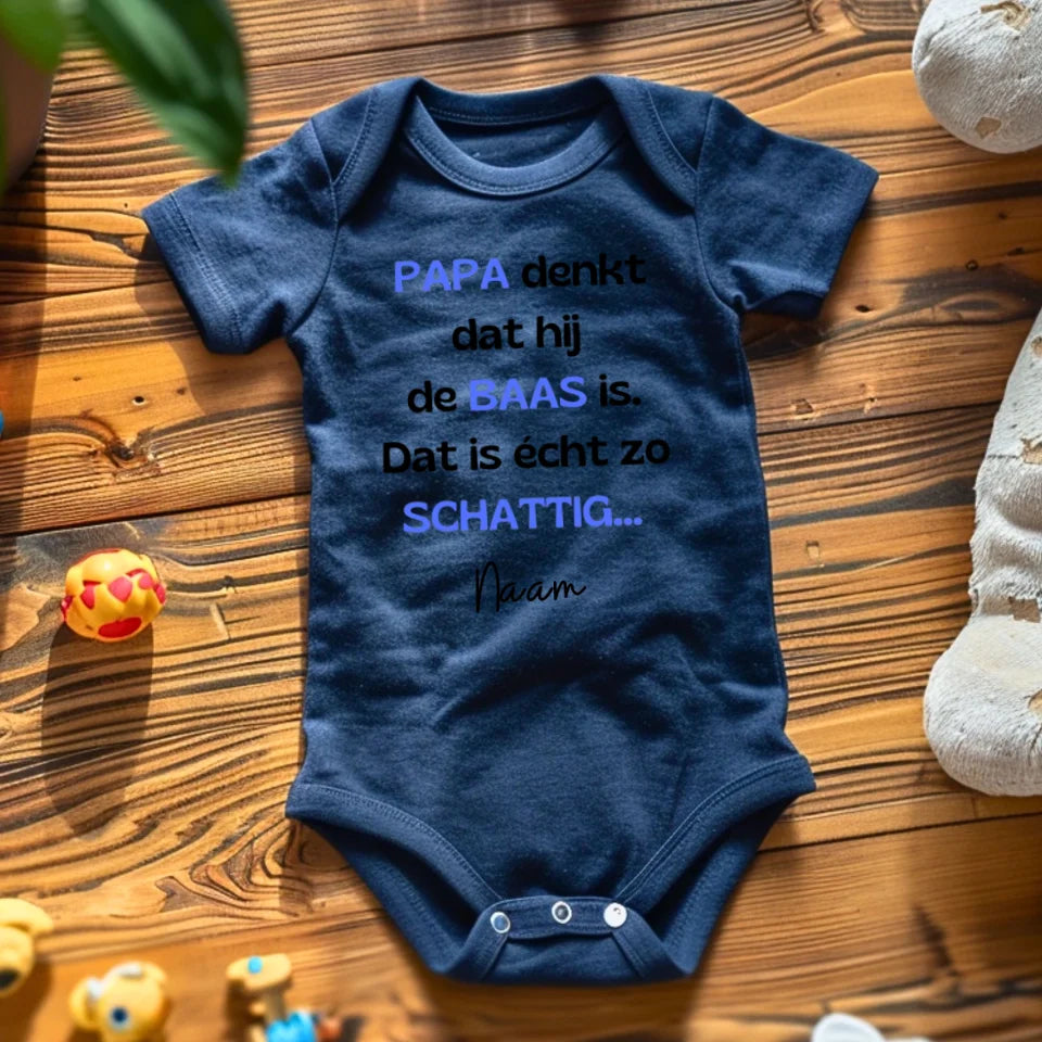 PAPA pense qu'il est le BAB - Grenouillère/grenouillère bébé personnalisée pour Noël, 100% coton biologique