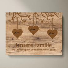 Charger l&#39;image dans la galerie, Unsere Familie, wo Leben beginnt und Liebe niemals endet - Personalisierte Leinwand Familie (mit Kinder/ Enkelkinder)
