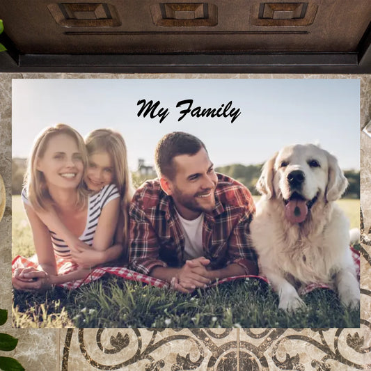 Paillasson photo personnalisé pour famille (téléchargez votre propre photo)