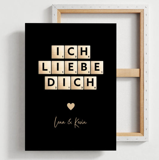 Toile je t'aime lettres Scrabble - Toile personnalisée pour couple, votre partenaire